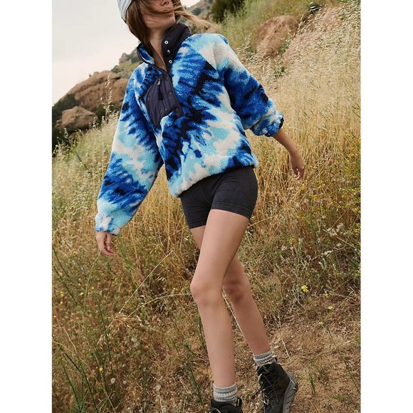 NWOT FP MOVEMENT Rocky Ridge Pullover Ocean Tie Dye Combo L Hit the Slopes blue - Picture 3 of 17